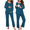 Ekouaer Maternity Nursing Pajama Set Long Sleeve Top & Pants with Pockets Breastfeeding Sleepwear Double Layer Pregnancy - 2 of 4