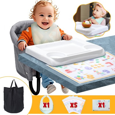 Skirfy Hook On Chair, Portable High Chair with Tray, Storage Bag & Free Accessories, Clip-On Table Chair for Baby and Toddler