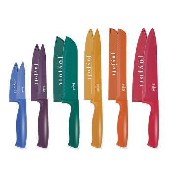 JoyJolt Multi Purpose 12 Piece Non-Stick Knife Set - 6 Knives & 6 Blade Guards Set - Multi Color