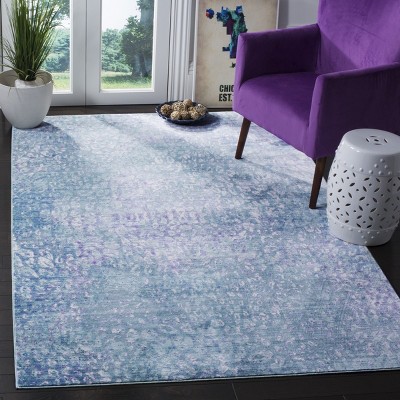 Mystique Blue and Multicolor Abstract Synthetic Area Rug
