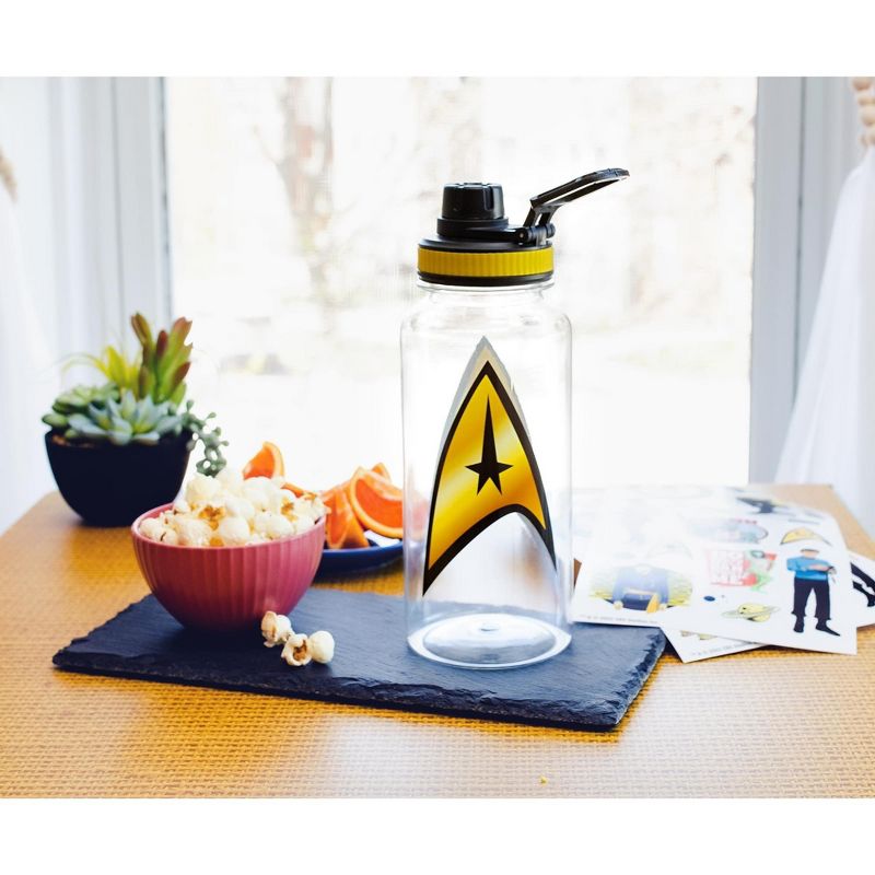 Silver Buffalo Star Trek Gold Delta Logo Twist Spout Water Bottle and Sticker Set | 32 Ounces, 2 of 7