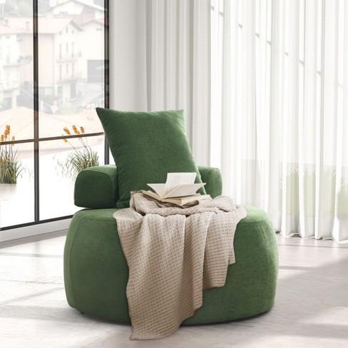 Modern Chenille Accent Reading Chair, High-stretch Round Lounge Sofa,  Green-modernluxe : Target