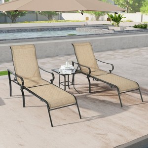 3 Pack Patio Lounge Chair, Outdoor Chaise Lounge with 5 Adjustable Backrest - 1 of 4