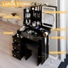 Small Vanity Desk with Mirror and Lights, Makeup Vanity Desk Drawers and Shelves, 3 Lighting Mode Adjustable Lighting, Dressing Table - 4 of 4