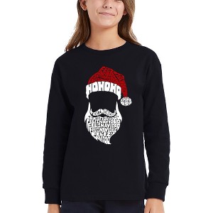 LA Pop Art Feliz Navidad Santa Claus - Girl's Word Art Long Sleeve T-Shirt - 1 of 4