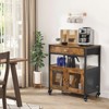 VEVOR Coffee Bar Cabinet, 24 Inch Farmhouse Coffee Bar Cabinet with Storage, Movable Coffee Bar Table with Wheels & Mesh Door, Brown - 2 of 4