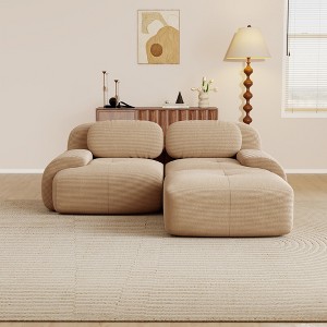 AENKYO 4 Seats with 2 Ottomans Modular Corduroy Sectional Sofa, Easy Assembly Required & Ergonomic Support Non-Slip Base Design - 1 of 4