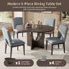 5-Piece Extendable Round Dining Table Set With 16''Removable Leaf, Table Set With 4 Upholstered Chairs, Dining Sets Round-Cuddlewood - 2 of 4