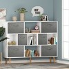 KTMBDW Wooden Open Shelf Bookcase - 3-Tier Floor Standing Display Cabinet Rack with Legs, 11 Cubes Bookshelf for Books and Toys - 2 of 4