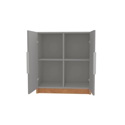 Gray and Natural Freestanding Office Accent Cabinet