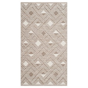 Beige/Ivory Geometric Woven Accent Rug 3