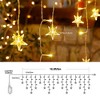 Itopfox 200 LED Star Icicle Curtain Lights 40 Drops Warm White 8 Modes Timer IP44 Waterproof Connectable 1 Set 26.2FT Indoor Outdoor - 3 of 4