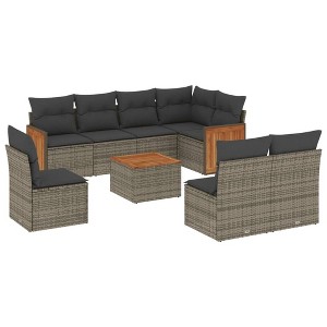 vidaXL Garden Sofa Set Grey, Dark Grey - 1 of 4