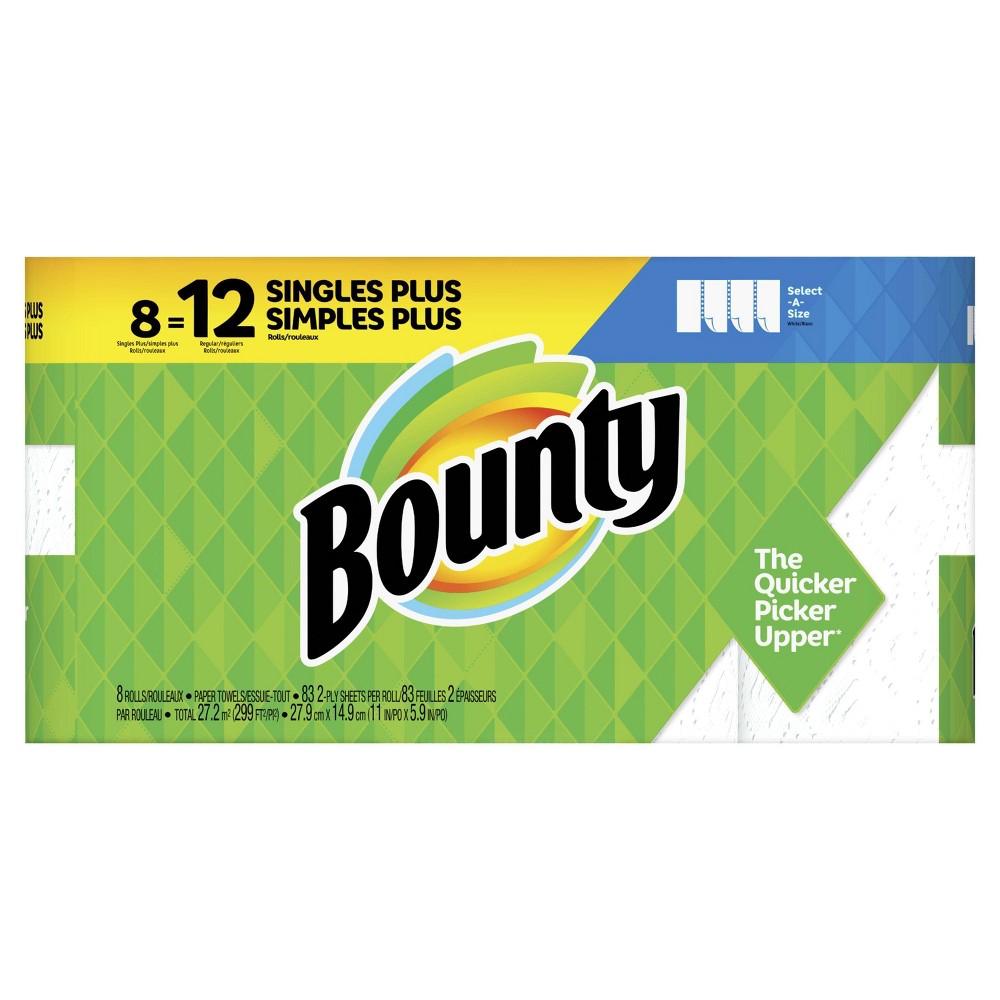 UPC 037000882114 product image for Bounty Select-A-Size Paper Towels White - 8 Singles Plus Rolls = 12 Regular Roll | upcitemdb.com