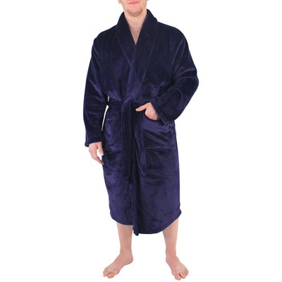 Hudson Home Collection Mens Boy Shawl Collar Plush Robe, Navy, Small ...