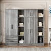 TIRAMISUBEST 4 Door Wardrobe Armoire Closet with 3 Drawers - Mobile Lateral Filing Cabinet, Locking Wheels, Adjustable Shelf - 2 of 4