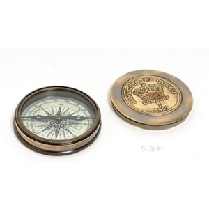 Brass Makers to the Queen Compass with Leather Case – 0.8 Inch Collectible By Old Modern Handicrafts - 1 of 4