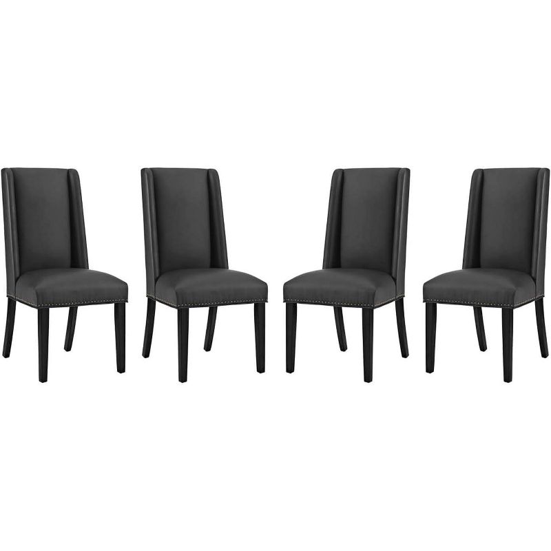 Modway Baron Dining Chair Vinyl Set of 4 - Black, 1 of 2