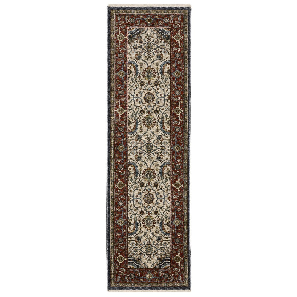 Photos - Area Rug 2'3"x7'6" Arya Bordered Persian Indoor Rug Red - Captiv8e Designs