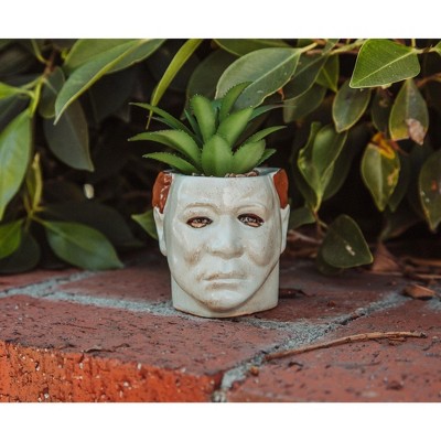 Michael Myers Themed 3" Ceramic Mini Planter with Lifelike Succulent