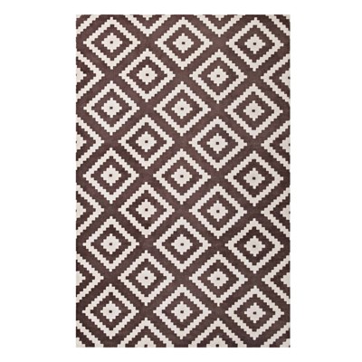 Modway Alika 8x10 Area Rug - Abstract Diamond Trellis Pattern in Beige and Gray, Soft Polypropylene Low Pile Weave