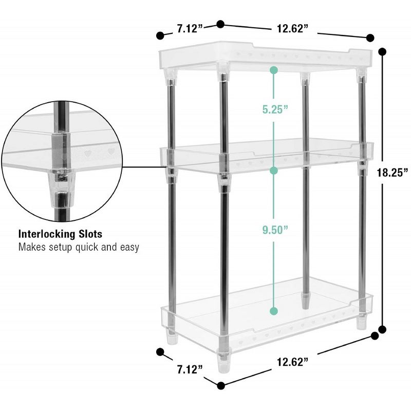 Sorbus 3-Tier Clear Acrylic Organizer Shelf Stand - Perfect Display for Cosmetics, Toiletries, Counter, Vanity, Desk, Under Sink Organization, 5 of 6