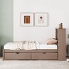 CAVINAS Modern Twin Size Bed Frame, Wood Platform Bed Frame with Bookcase Headboard, USB Charging Storage Bed with 2 Sliding Drawers for Bedroom - 2 of 4