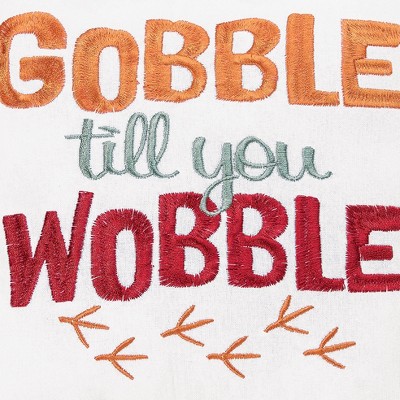Gobble Till You Wobble Embroidered Thanksgiving Throw Pillow