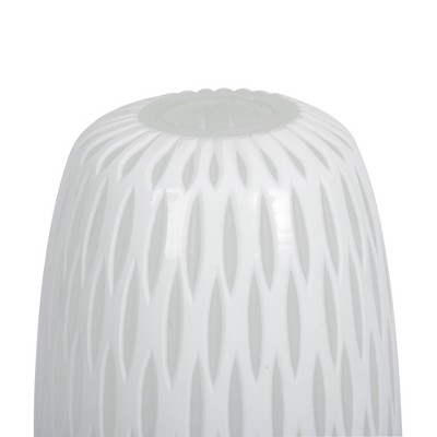Elegant 13" White Frosted Glass Vase with Diamond Pattern