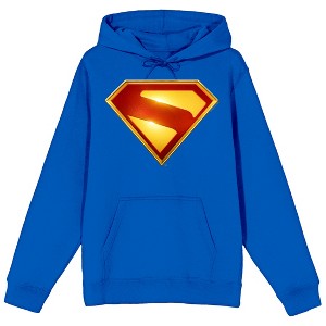 Superman Movie 2025 S Letter inside Diamond Shape, Red and Yellow Emblem, Symbol, Superhero, Power, on Royal Adult Hoodie - 1 of 4