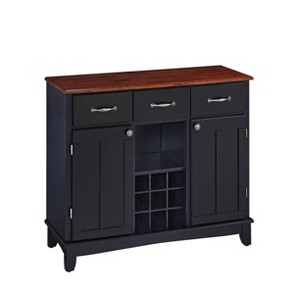 Hutch-Style Buffet Wood/Black/Cherry - Home Styles: Traditional Sideboard with Wine Storage, Hardwood Frame - 1 of 4