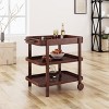 Christopher Knight Home Pine Mid-Century Acacia Wood 3-Tier Bar Cart with Wooden Wheels - 2 of 4