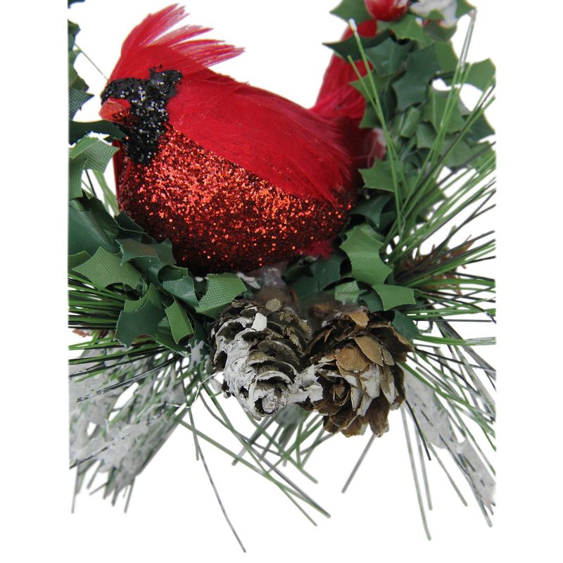 Northlight 5.25” Glittered Cardinal in a Holly Wreath Christmas Ornament - Red/Black, 2 of 4