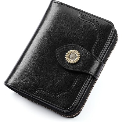 FATMOON Small Women’s Genuine Leather Wallet - RFID Blocking with 7 Card Slots & Zipper Coin Pocket ID Window,for Daily,Travel & Shopping