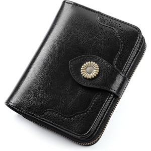 FATMOON Small Women’s Genuine Leather Wallet - RFID Blocking with 7 Card Slots & Zipper Coin Pocket ID Window,for Daily,Travel & Shopping - 1 of 4