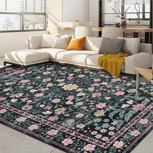 COZONY Retro Area Rug with Mottled Floral Pattern, Durable Non-Shedding Low Pile Washable Carpet for Living Room, Bedroom & Home Decor - 1 of 4