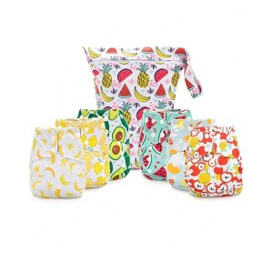 6ct Reusable Cloth Diapers, One Size Adjustable, Washable Soft Absorbent, Waterproof Cover, 4-Layers Microfiber Inserts - Simple Being - 1 of 4
