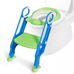 Costway Foldable Potty Training Toilet Seat w/ Step Stool Ladder Adjustable for kids