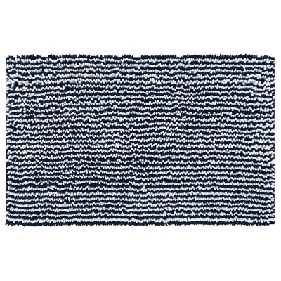 Unique Bargains Chenille Non-Slip Soft Plush Shaggy Striped Extra Thick and Absorbent Bath Rug