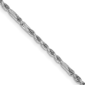 Black Bow Jewelry 1.8mm, 14K White Gold, Diamond Cut, Solid Milano Rope Chain Necklace - 1 of 4