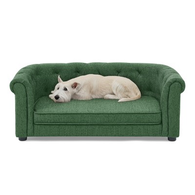 Gulches Green Pet Bed - Arc-Backrest Dog Sofa with Armrests for Medium & Large Dogs