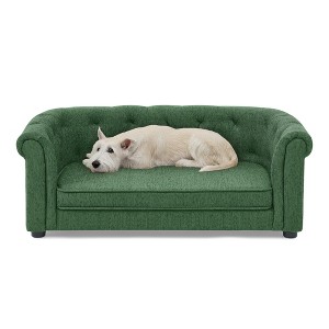 Gulches Green Pet Bed - Arc-Backrest Dog Sofa with Armrests for Medium & Large Dogs - 1 of 4