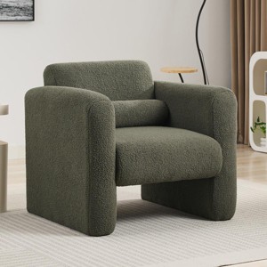 30.7" Seaweed Green Modern Accent Chair with Pillow and Armrests, Comfy Upholstered Single Sofa for Home or Office-3irtyhousy - 1 of 4