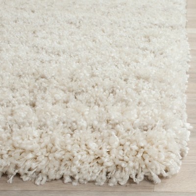 Ivory Synthetic Shag Reversible Runner Rug