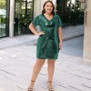 Anna-Kaci Women's Plus Size V-Neck Short Sleeve Sequin Party Dress - 2 of 4