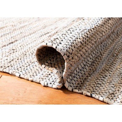 Multicolor Flat Woven Cotton and Cowhide 8' x 10' Rug