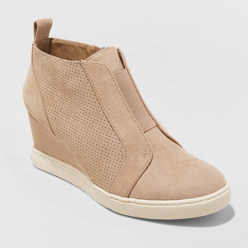 Women S Kolie Microsuede Wedge Sneakers A New Day Taupe 8 Target