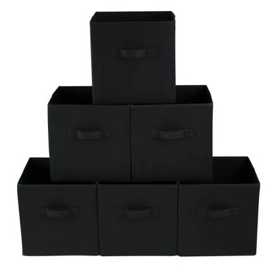 Racxily 6 Pack Collapsible Cube Fabric Storage Bins with handle, 10.5" x 10.5" Storage Containers for Organizing Storage Box