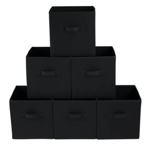 Racxily 6 Pack Collapsible Cube Fabric Storage Bins with handle, 10.5" x 10.5" Storage Containers for Organizing Storage Box - 1 of 4
