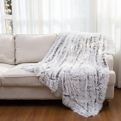 Gray Ombre Reversible Faux Fur Throw Blanket 60" x 70"